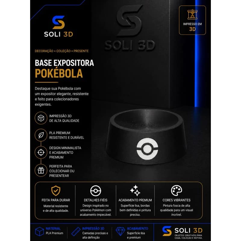 Base Expositora para Pokébolas Colecionáveis em Impressão 3D | Soli 3D